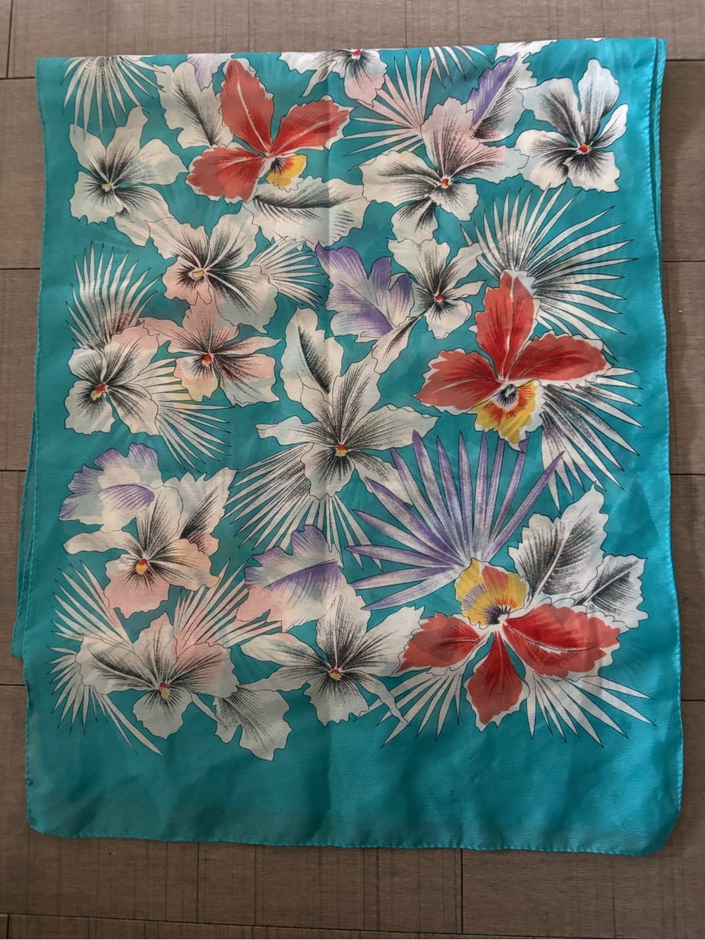 🌺5/$25🌺Vintage Turquoise Floral Sheer Scarf